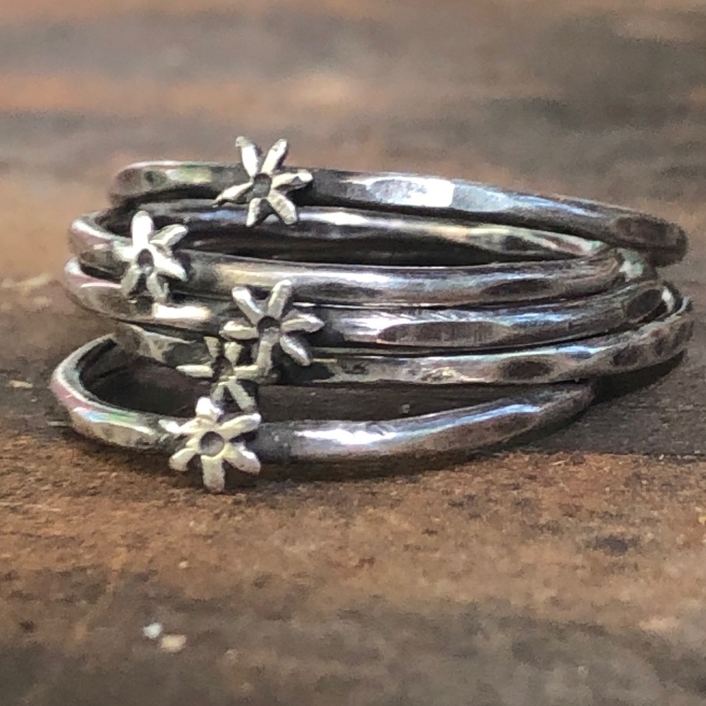 Silver, star, stacking ring
